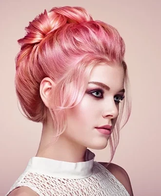 model with pink hair
